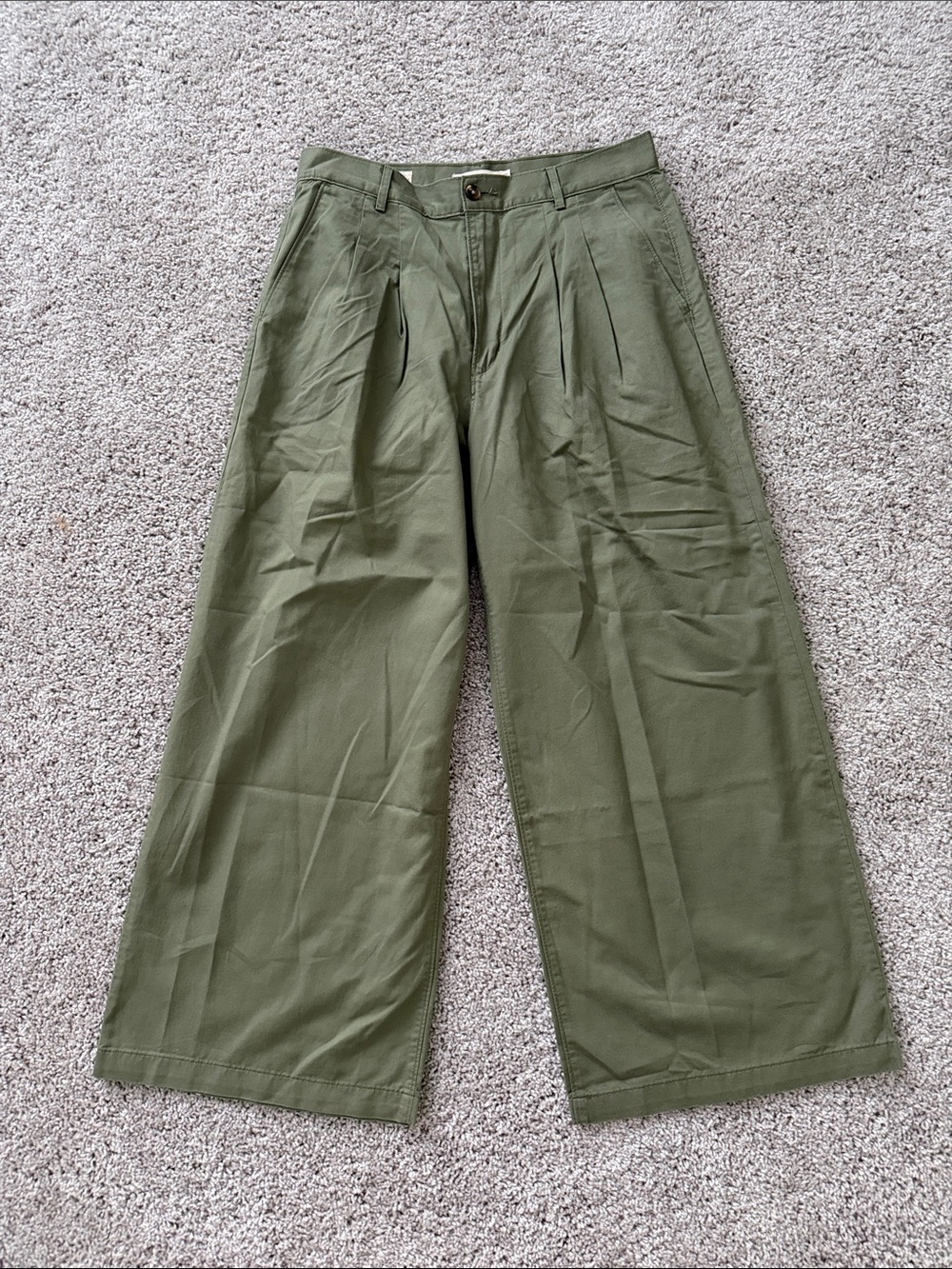 Levi's Pleated Wide Leg Trousers in Olive Green
